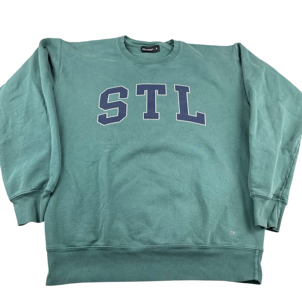 St. Louis, Arch Apparel STL Green Crewneck Sweatshirt, Mens Size Small